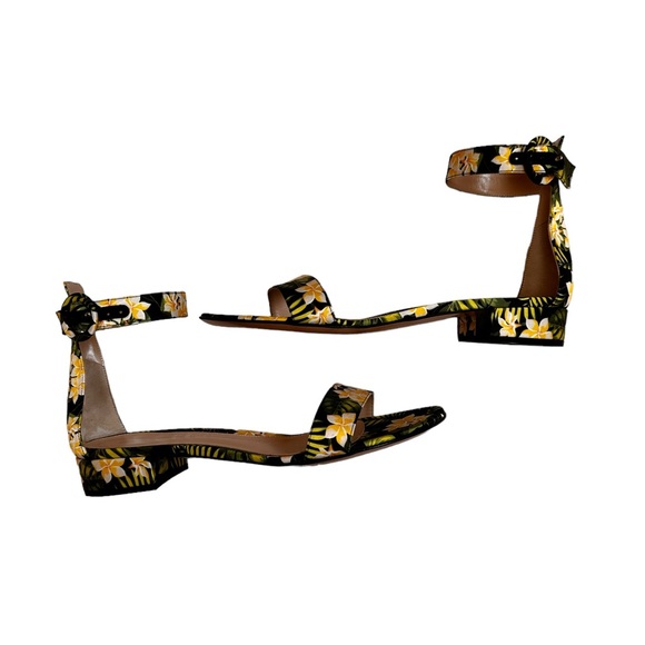 NIB Gianvito Rossi Satin Floral Print Black Sandal Sz 9.5 - Picture 3 of 8